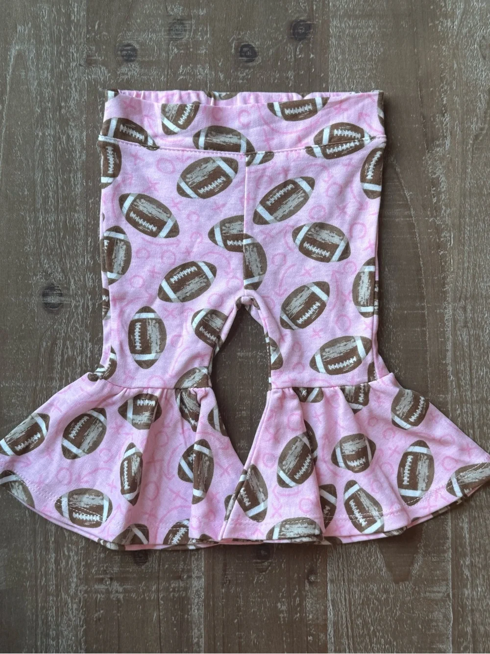 Baby Girl Pink Football Game Day Bell Bottom Flare Pants 6M Gameday Season